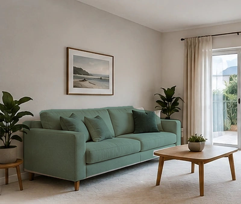 Sofa and fabric: the same living room from the same camera viewpoint